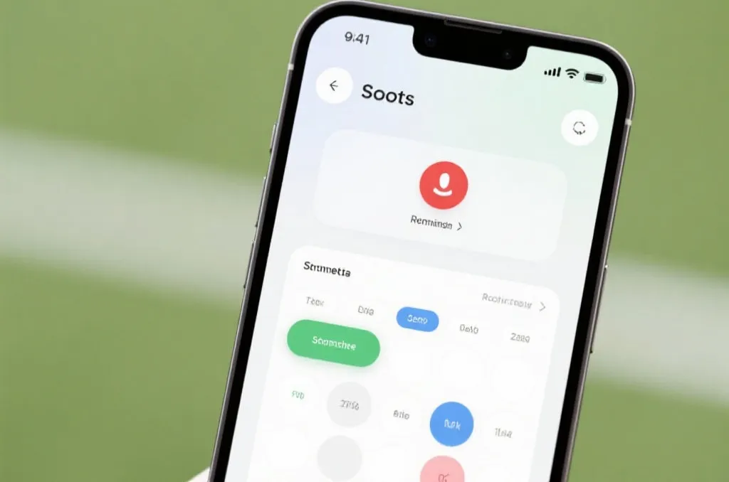 A modern smartphone showing a clean sports schedule interface with a notification reminder icon activated